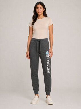 Artisans Deer Park Lodge Michigan Charcoal Fleece Jogger Sweatpants M